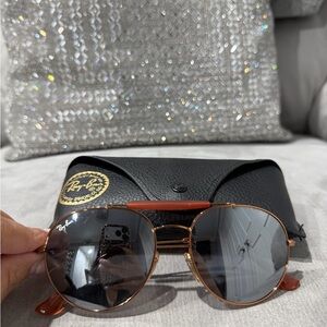 Ray-Ban Gold Frame Sunglasses with Black Case